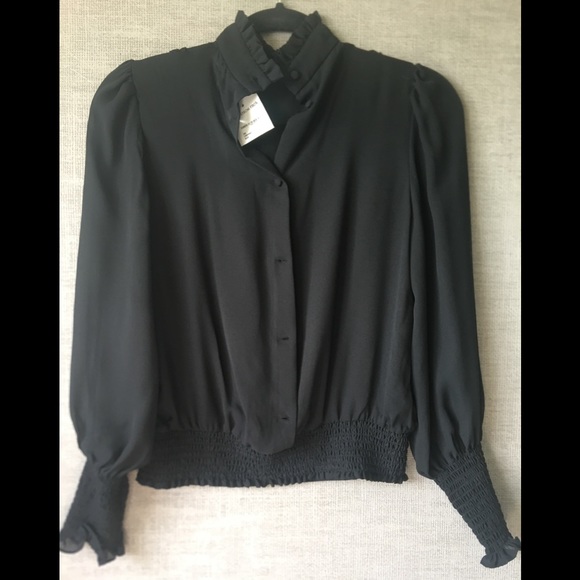 FRAME, Smocked Ruffle Front Blouse - Picture 6 of 8